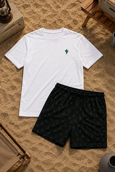 lacelove Nisanca Sporty 100% Cotton Men's Pajama Set with Shorts