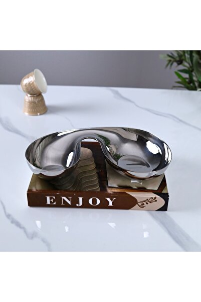 Al Hadaya Mall Luxury Stainless Steel Dessert Plate - Silver - 26X13X4 cm