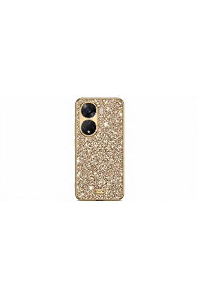 Huawei Honor 90 Kılıf Silikon Kenarlı Taşlı Parlak Lux Diamond Kapak