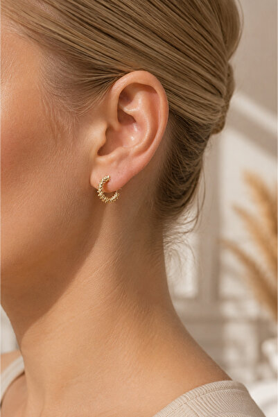 Sevil Gülgün Atelier Gold Textured Hoop Earrings for Women – Stylish Earrings...