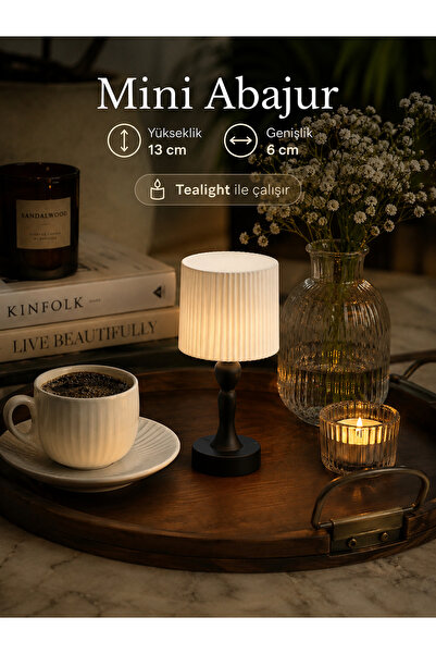 Velzade Home Mini Abajur Mumluk 13 cm - Tealight HEDİYE - Modern Masa Üstü Am...