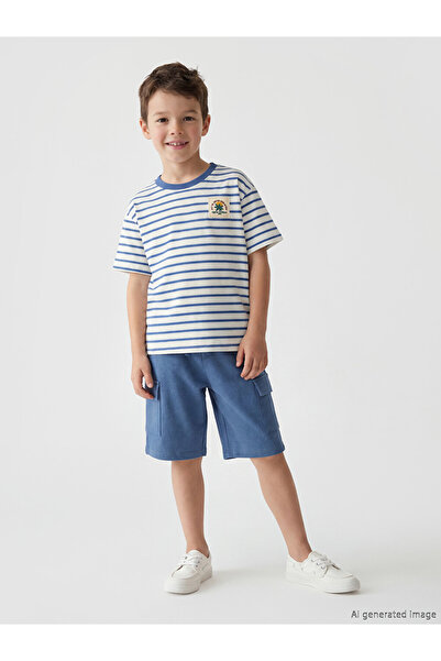 LC Waikiki Lcw Kids Blue Striped Cotton Boys' Set