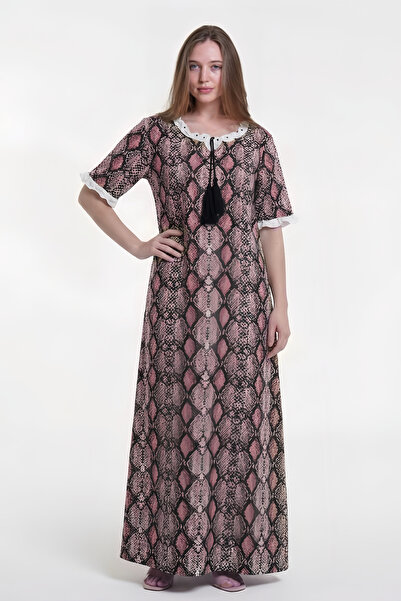 al bent al sharqieh Women's Cotton Snakeskin Print Homewear Long Dress