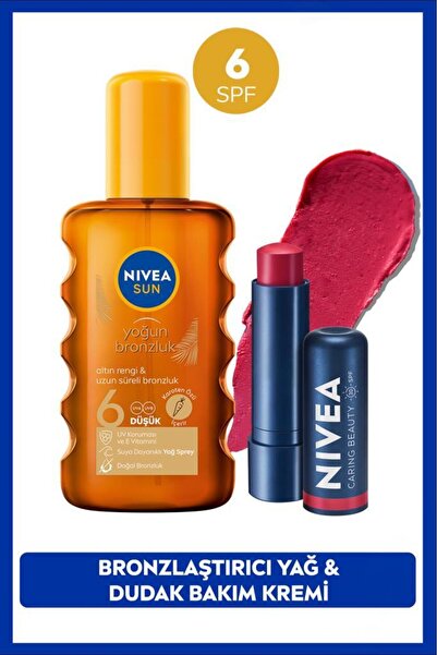 NIVEA SUN SPF6 Bronzlaştırıcı Güneş Yağı 200ml ve Kırmızı Renkli Nemlendirici...