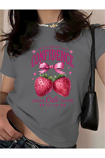New Shine Strawberry Confidence Printed Oversize Cotton T-Shirt