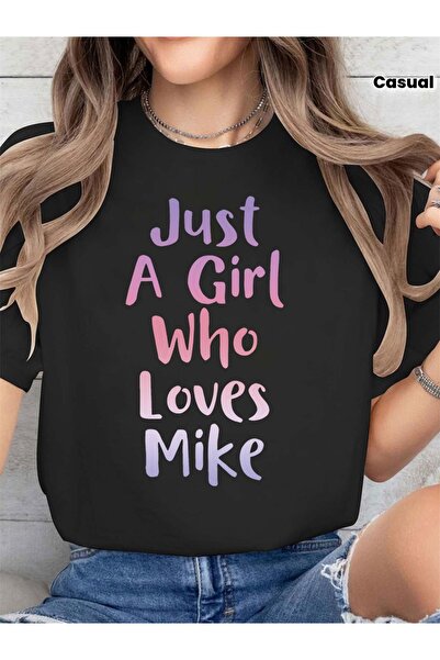 BASEPULSE تي شيرت مطبوع عليه Just A Who Loves Mike، تي شيرت مريح بأكمام قصيرة...