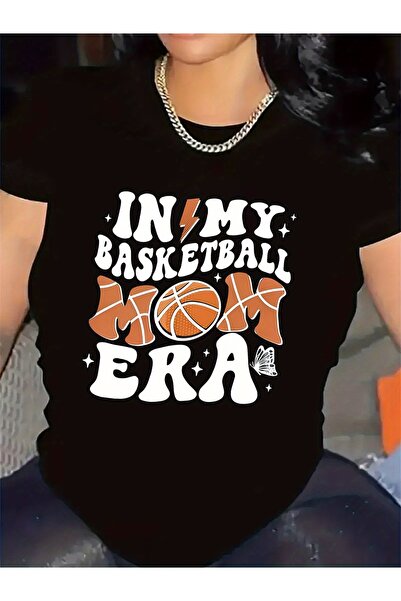 STITCHLY Women's Basketball Mom T-Shirt Comfortable Round Neck Short Sleeve T...