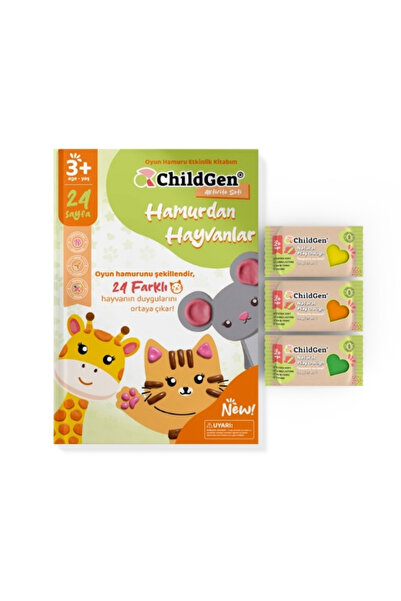 ChildGen Hamurdan Hayvanlar Oyun Hamuru Aktivite Dergisi ve 3x50 Gr Doğal Oyu...