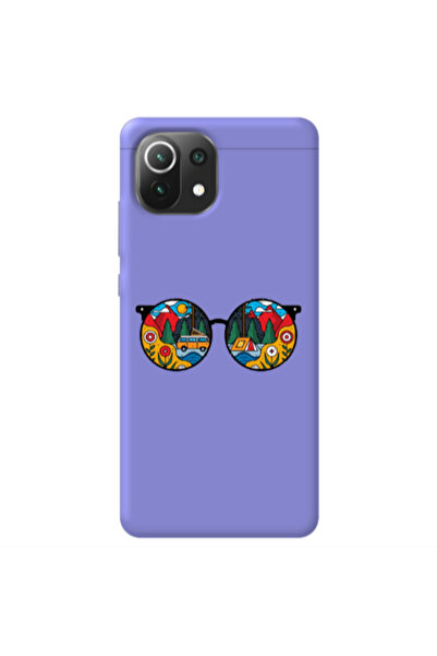 Other Xiaomi Mi 11 Lite Round Glasses Purple Colored Silicone TPU Θήκη