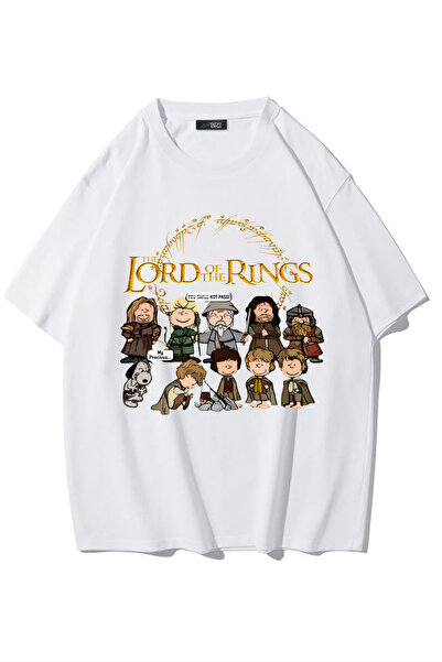BRZ COLLECTION Unisex Oversize Lord of the Rings T-Shirt (White)