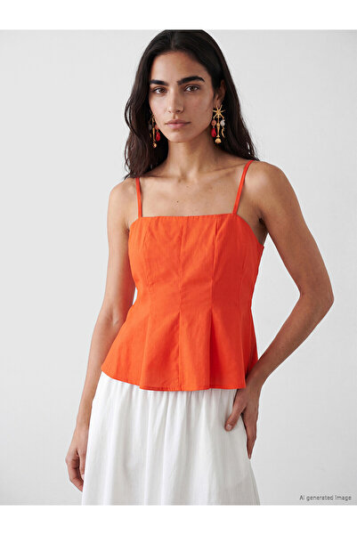 LC Waikiki Trendlucky Square Neck Rope Strap Peplum Blouse with Difference in...