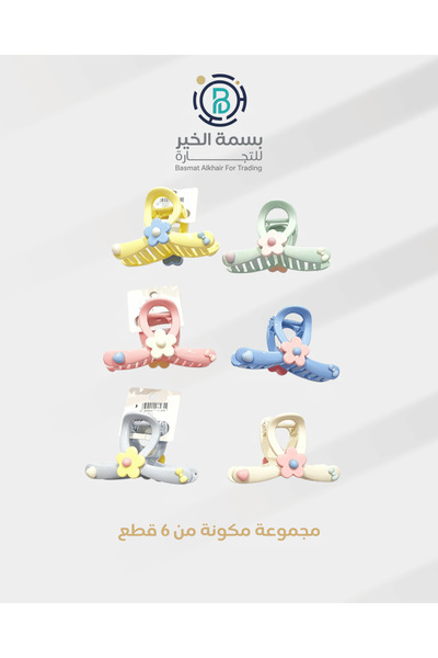 basmh مجموعة مشابك شعر شباصات مكونة من 6 قطع متعدد الأشكال والألوان