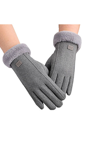 Choice Gray New Fashion Gloves Autumn Winter Cute Furry Warm Mitts Full Finge...