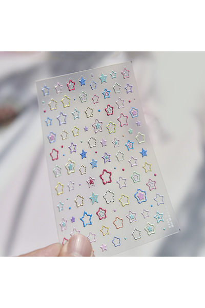 Choice 1pcs Sweet Hollowed Out Star Shaped Nail Stickers Colorful Five Pointe...