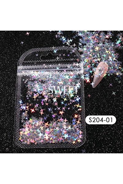 Choice S204-01 3pcs 3 Bags Holographic Silver Glitter Nail Art Sequins Sparkl...