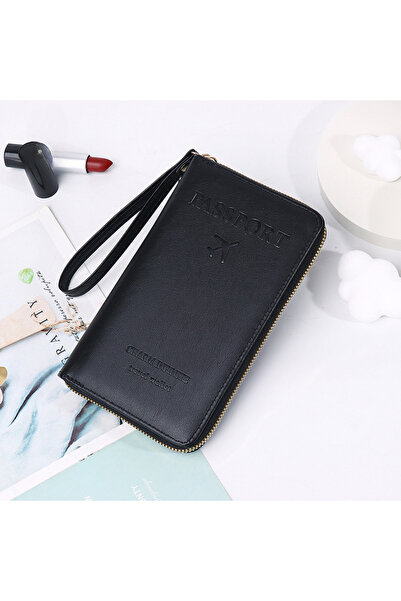 Choice4 black Unisex Men Women Zipper Travel Multi-Function Passport Holder C...