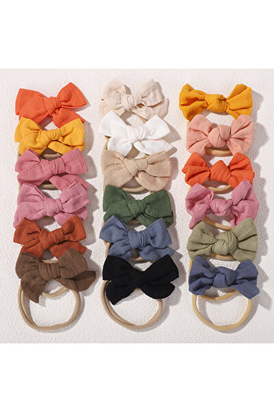 Choice random color 10pcs 10Pcs Random Color Soft Cotton Bow Hairband Girl Sw...