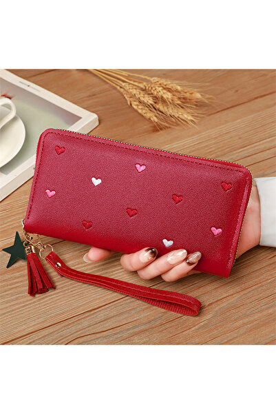 Choice3 Wine red Women Long Wallets Purses Luxury Love Heart Wallets for Ladi...