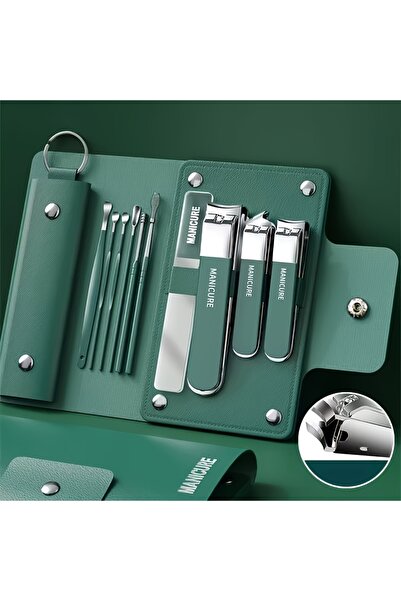 Choice3 SET119-Deep green Nail Clippers Kit 10pcs Manicure Set Ear Digging Sp...