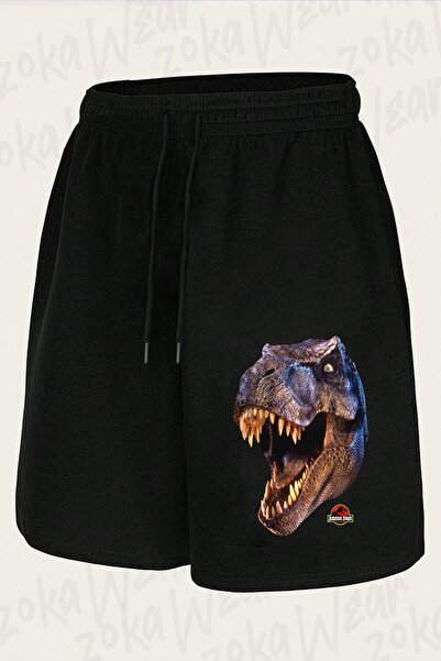 ZOKAWEAR Unisex Jurassic Park Distressed Design Printed Shorts