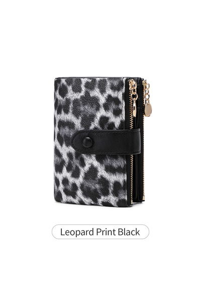 Choice1 QB347-BlackLeopard Vintage Leopard Print Short Women's Wallet, Three-...