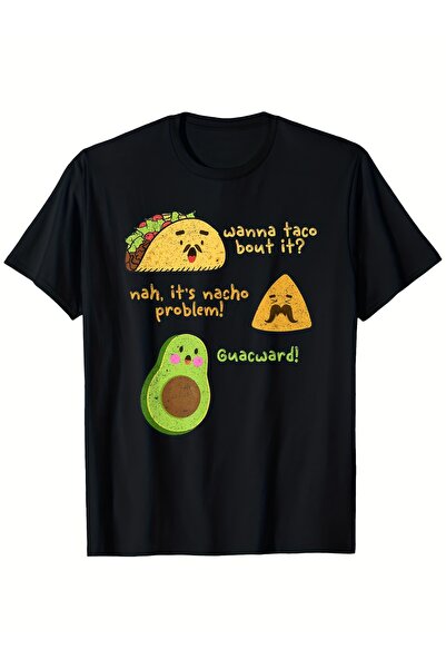 2mcup تي شيرت مكسيكي مضحك بطباعة 'Wanna Taco Bout It' و'Nacho Problem' و'Guac...
