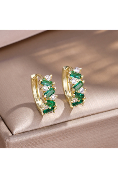 Choice Green ZAKOL Colorful Rainbow Cubic Zirconia Hoop Earrings For Women Lu...
