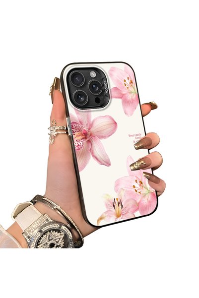 Hontinga iPhone 16 Pro Max Compatible Silicone Edge Hard Back Case Couple Pho...