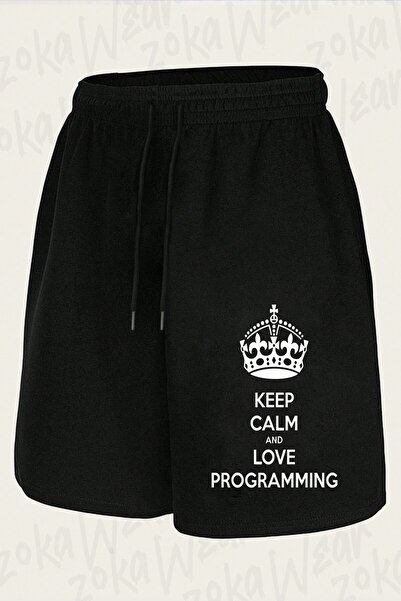 ZOKAWEAR Unisex Computer Programmer Keep Calm Design Printed Shorts