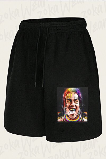 ZOKAWEAR شورت مطبوع بتصميم ملصق 6ix9ine للجنسين