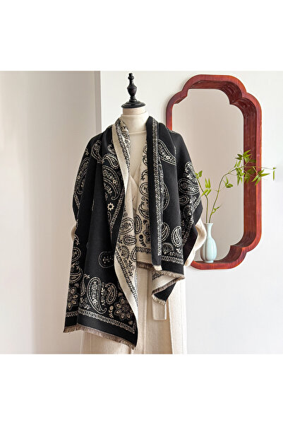 Choice black Luxury Winter Cashmere Scarf Women Design Warm Pashmina Blanket ...
