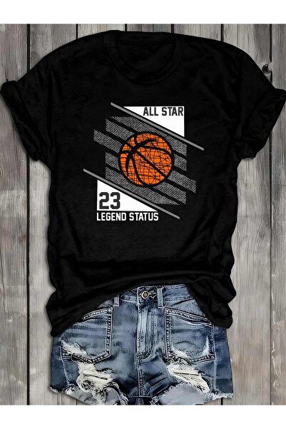 2mcup تي شيرت نسائي بتصميم All Star مضحك ومرح، 100% قطن 180 جرام، أسود بأكمام...