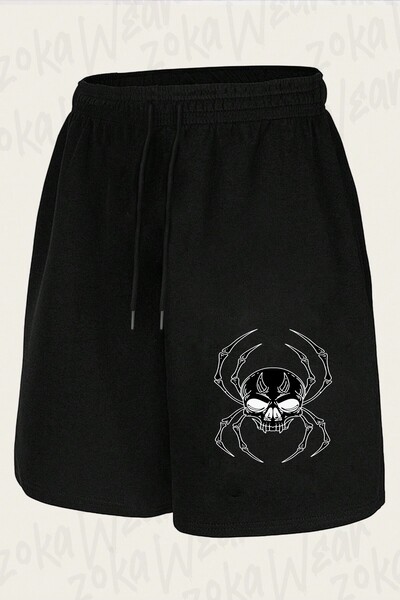 ZOKAWEAR Unisex σορτς με στάμπα με σχέδιο Spider Skull