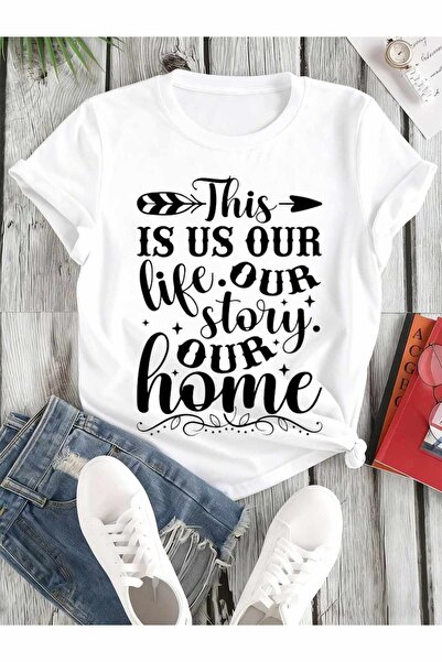 1001 Line تي شيرت نسائي من Us Life Story Home، قمصان بيضاء ذات طباعة جرافيكية...