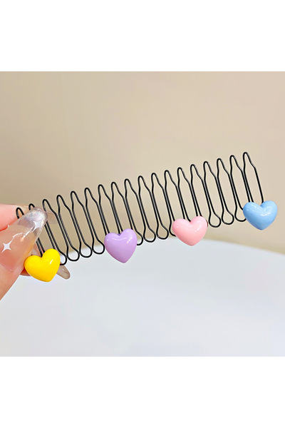 Choice1 مشط شعر معدني جديد وجميل بتصميم قلب ونجمة وفيونكة ملونة قابل للسحب وا...