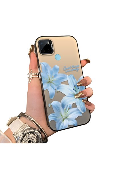 Hontinga Realme C25Y Compatible Silicone Edge Hard Back Case Couple Phone Cas...