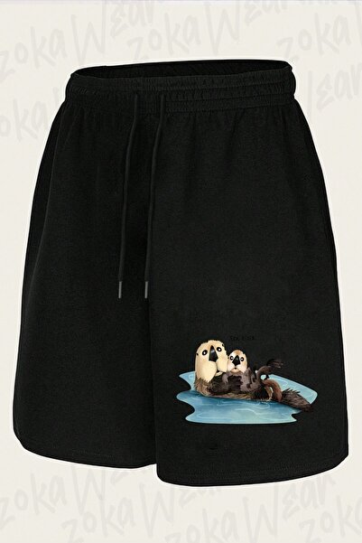 ZOKAWEAR Unisex Sea Otter with Pup Design Printed Shorts