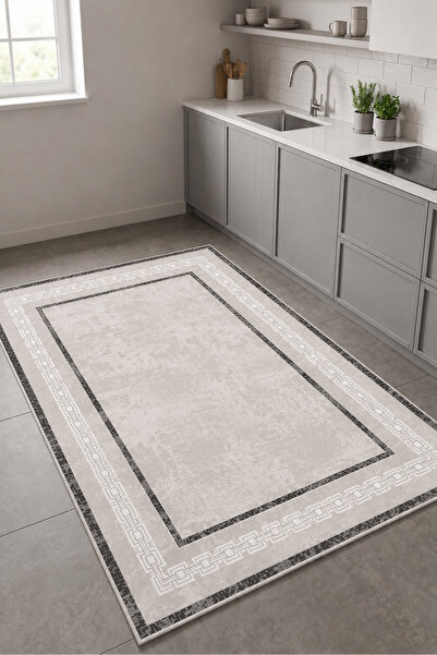CENTER AVM Gri 160x230 4m2 Mutfak Halısı Makinede Yıkanabilir Kaymaz Taban Halı