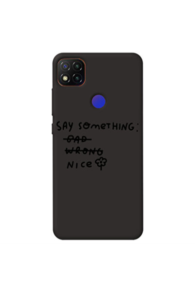Other Xiaomi Redmi 9c Say Something Black Colored Silicone TPU Θήκη