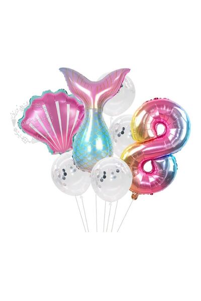 İSTOÇ PARTİ İstoç Mermaid 8 Years Old 7-Piece Foil Balloon Set