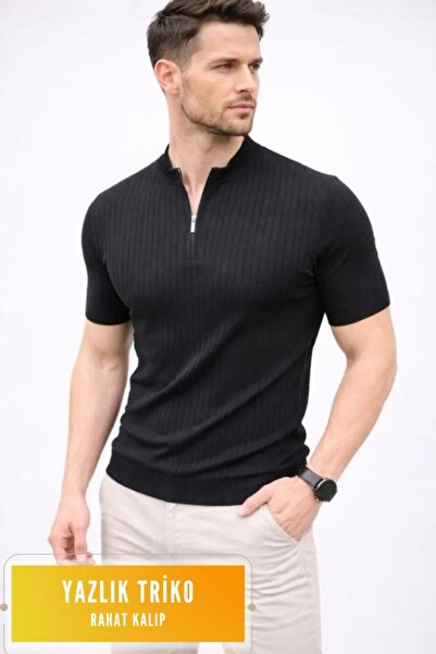 VELİZADE New Season Comfort Model High Collar Zippered Short Sleeve Regular F...