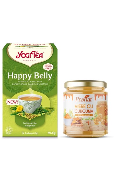 Yogi Tea Pachet Happy Belly Bio – Ceai și Miere cu Curcuma Pronat