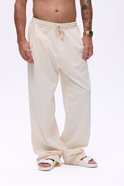 Unreal Co Elastic Waist Baggy Linen Trousers