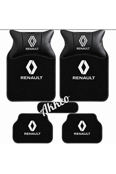 akkcompany Renault 12 Uyumlu 5 Parça Halı Paspas ve 2 li Boyun Yastık Seti