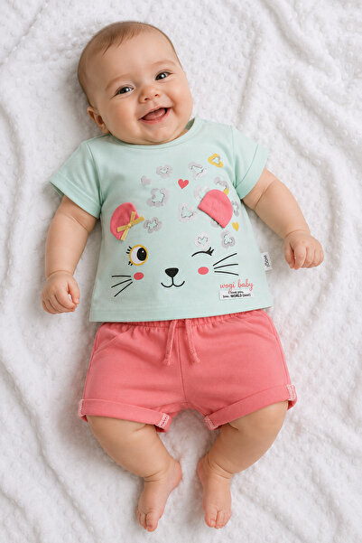 Babyhola 100% Cotton Baby Girl T-Shirt Shorts Set