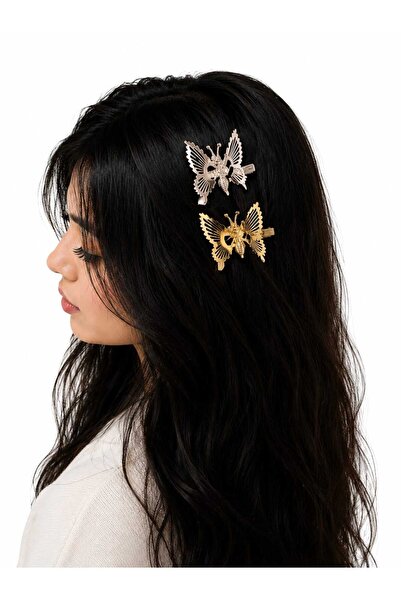 TOPTANCI 2-Pack Retro Swinging Butterfly Clasp Metal Gold Silver - with Stars...