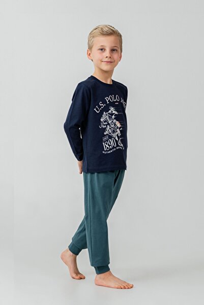 U.S. Polo Assn. Σετ πιτζάμες για αγόρια με στάμπα, μακρυμάνικο σε μπλε ναυτικ...