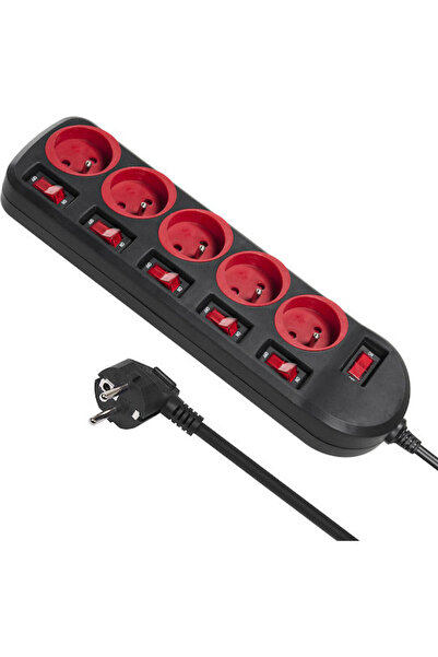 Maclean Energy Prelungitor cu protecție la supratensiune, 5 prize, cu USB-A, ...