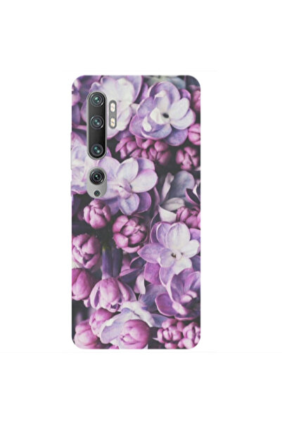 Other Xiaomi Mi Note 10 Pro Purple Flowers Transparent Silicone TPU Θήκη