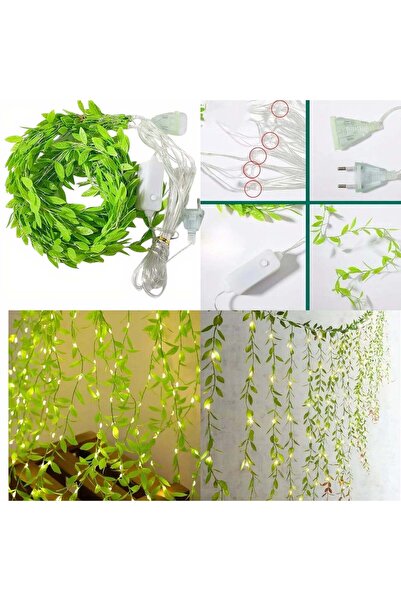 CASA JOY Ghirlandă decorativă cu frunze și LED-uri – 2 x 2 m, 400 LED-uri, Al...